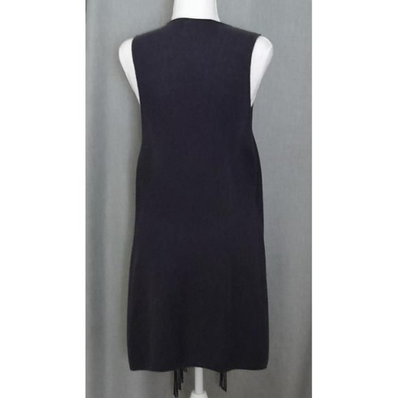 ZOZO Navy Blue Fringe Long Vest Topper Size L - Picture 2 of 6
